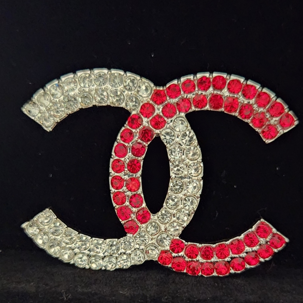 Inspired Fashion Red/Crystal Brooch (Silver)